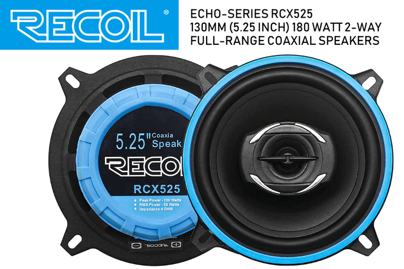 Recoil Echo-Series RCX525 130mm (5.25 inch) 200 watt 2-way full-range coaxial speakers (PAIR)