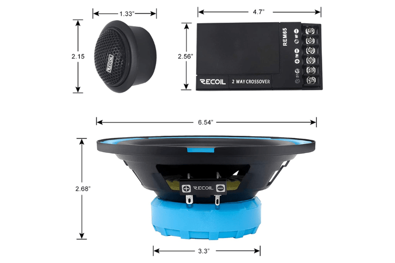 Recoil Echo-Series REM65 165mm (6.5 inch) 200 watt component speaker system (PAIR)