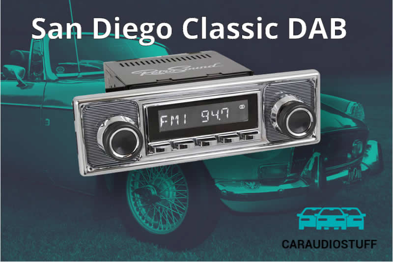 San Diego Classic Car DAB Radio Chrome Pinstripe Bluetooth USB by Retrosound - CarAudioStuff