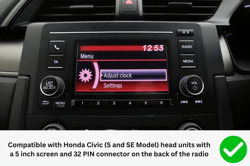 Add a Camera to Honda Civic, CR-V, Jazz (2017 Onwards) with 5 inch Screen radios (32 Pin Connector)
