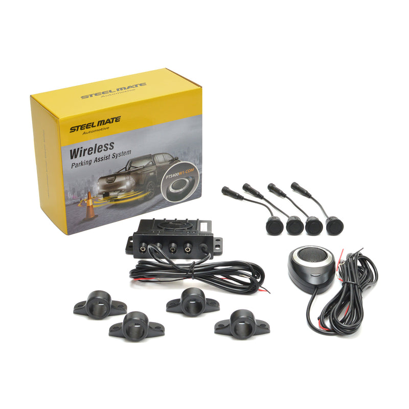 Steelmate 12/24V 4 sensor rear only kit with wireless speaker and waterproof control box. Ideal for use on commercial vehicles.