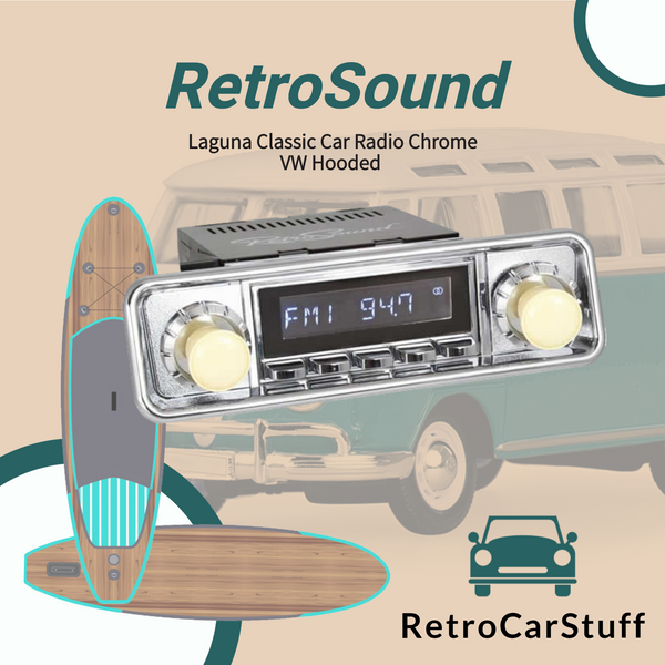 Retrosound Laguna Classic Car Radio Chrome VW Hooded Chrome with AUX