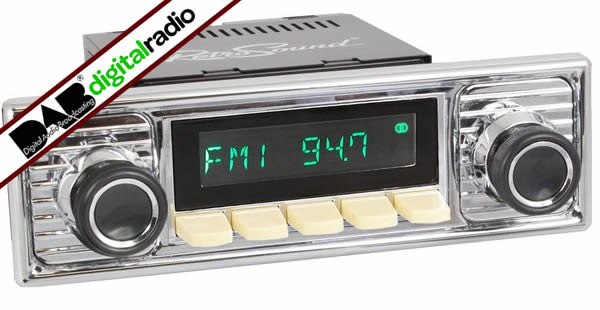 San Diego Classic DAB Car Radio Ivory Scalloped Spindle Style Radio Bluetooth by Retrosound - CarAudioStuff