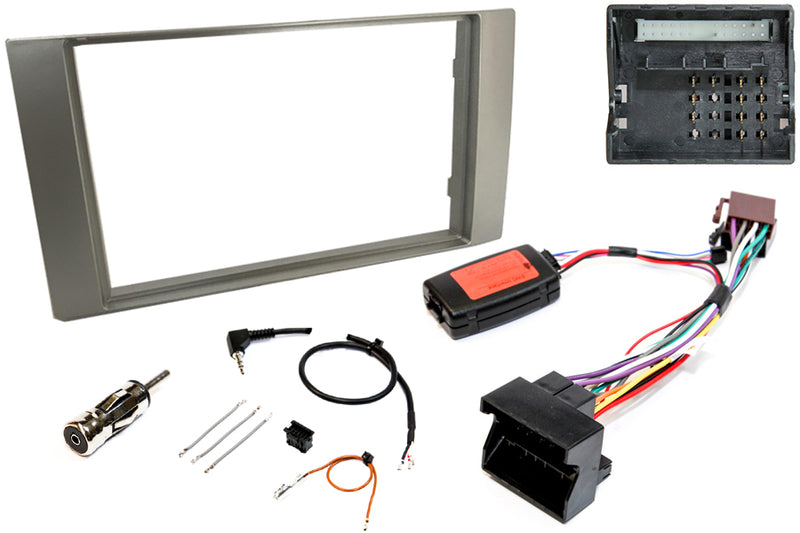 Ford Double DIN Complete stereo upgrade fitting kit (For cars WITH steering wheel controls) SILVER