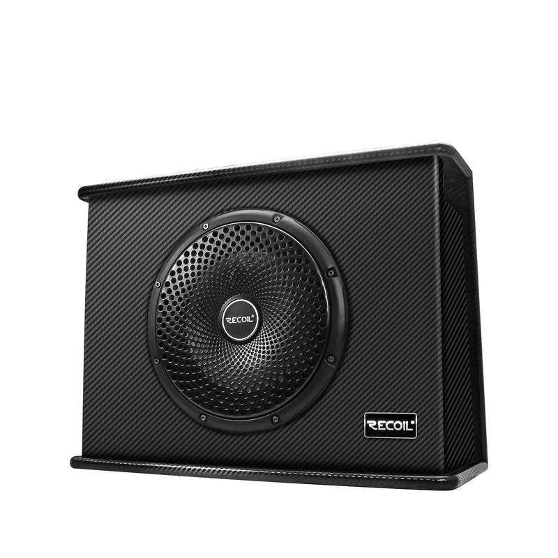 Recoil 12-inch (305mm) Active Subwoofer with Built-in 600W Amplifier and Installation Wiring Kit.