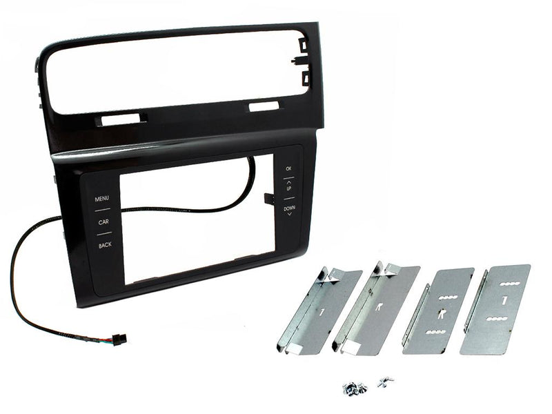 Double DIN fascia plate for Volkswagen Golf vehicles (Black)