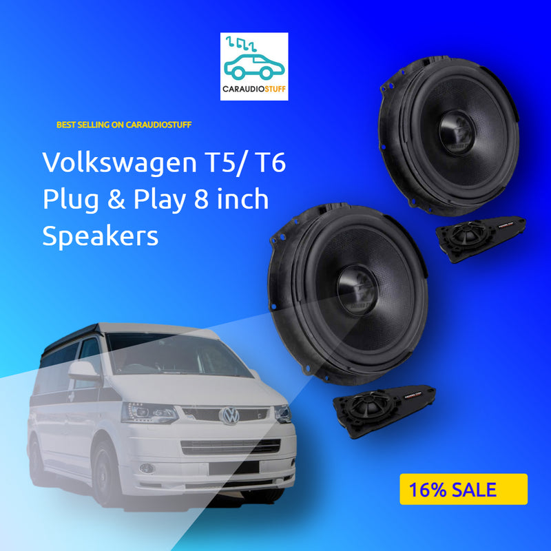 Ground zero 8 inch 2 way speakers plug & play for Volkswagen T5 & T6 transporter