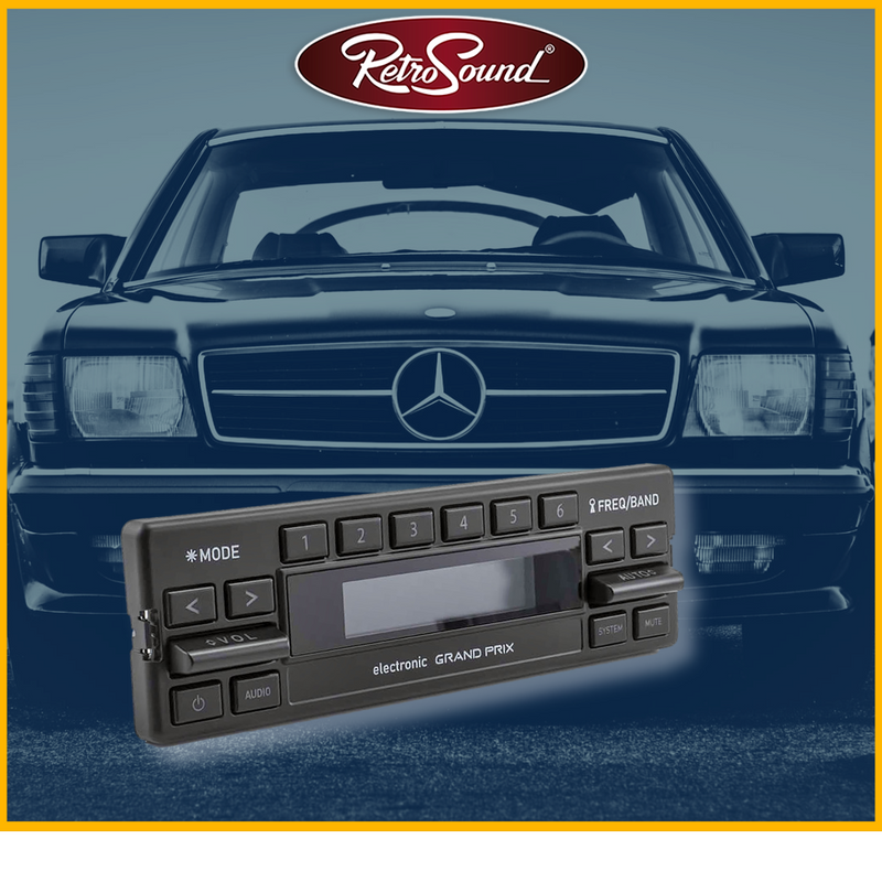 Mercedes Classic Grand Prix DIN radio by Retrosound - CarAudioStuff