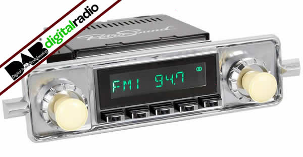 San Diego Classic DAB Car Radio Black Sapphire Classic Spindle Radio Bluetooth by Retrosound - CarAudioStuff