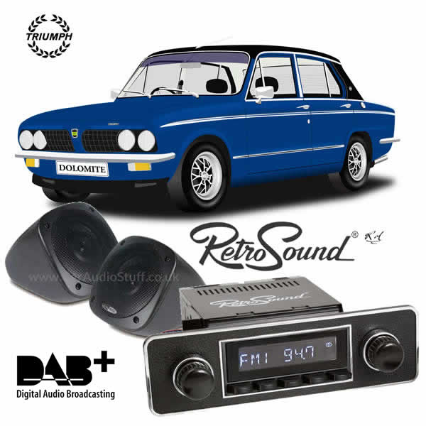 Triumph Classic DAB Car Radio and speaker bundle by Retrosound - CarAudioStuff