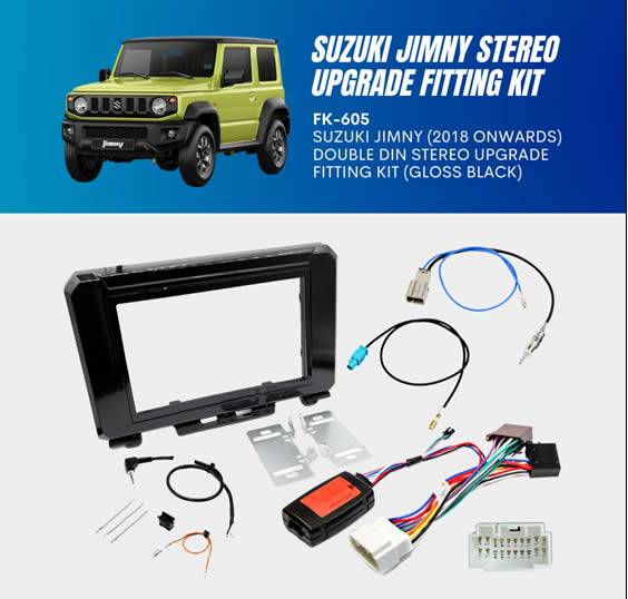 Suzuki Jimny (2018 Onwards) Double DIN stereo upgrade fitting kit with SWC (GLOSS BLACK) by InCarTec - CarAudioStuff