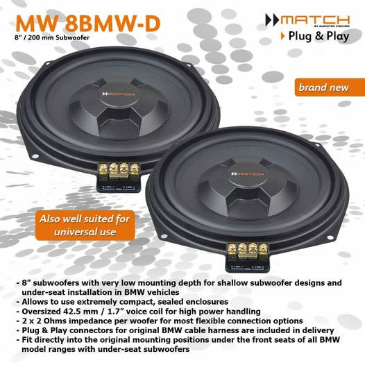 Match Pair of BMW Upgrade Underseat Subwoofers MW 8BMW-D by Match - CarAudioStuff