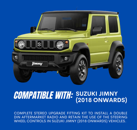 Suzuki Jimny (2018 Onwards) Double DIN stereo upgrade fitting kit with SWC (GLOSS BLACK) by InCarTec - CarAudioStuff