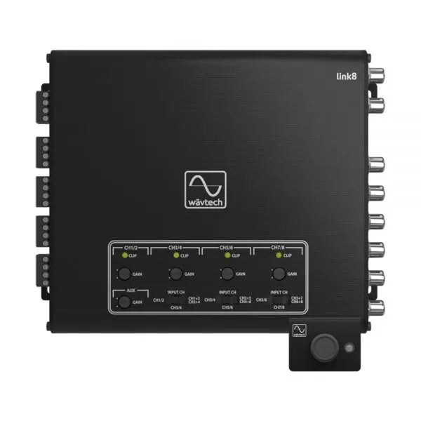 Wavtech 8-channel line out converter with aux input, signal summing & remote by WavTech - CarAudioStuff